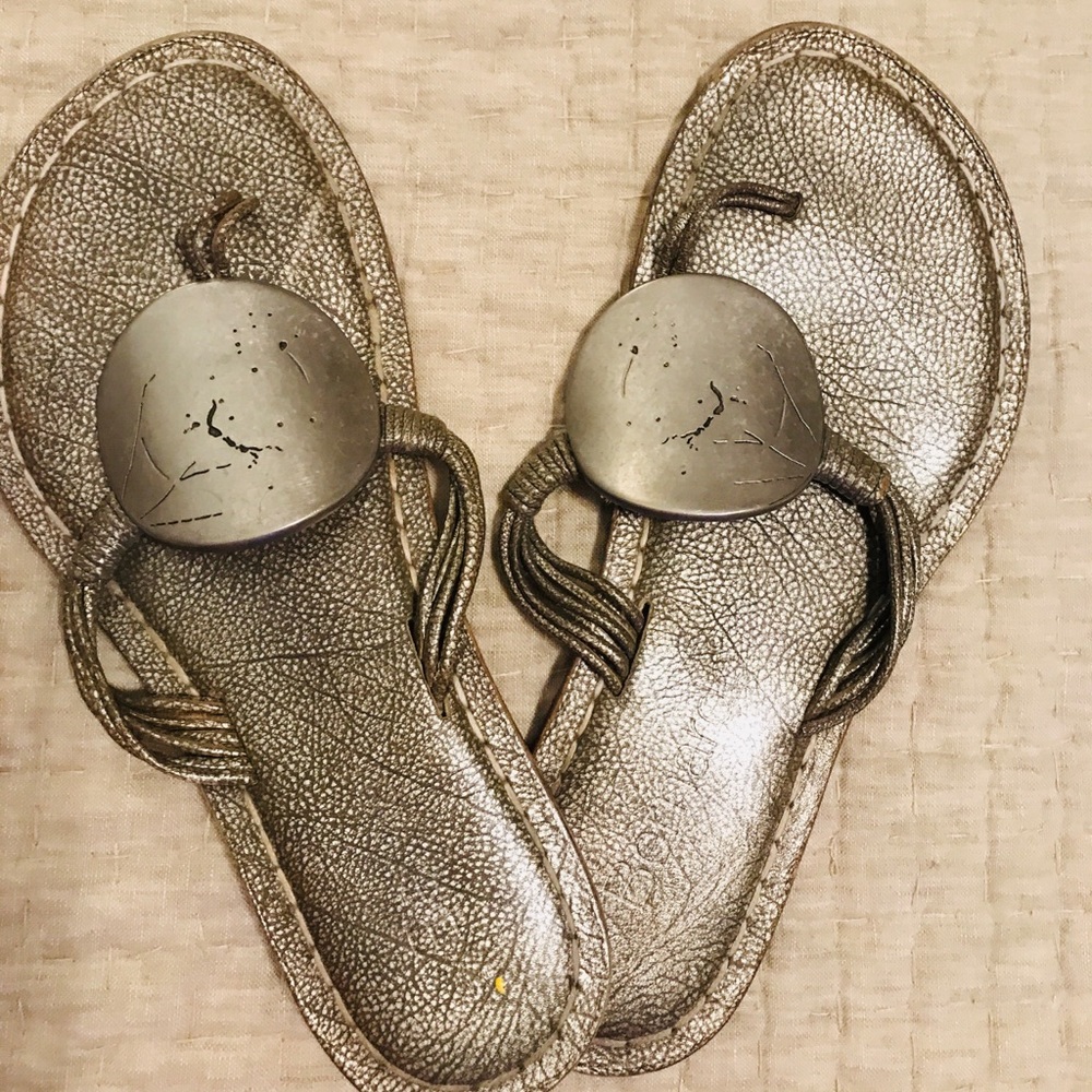 Bernardo Must silver medallion sandals